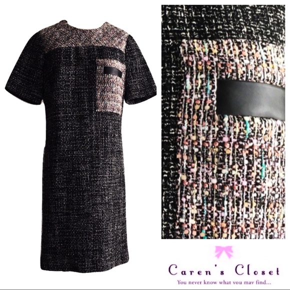 Carlisle Black Tweed Shift Mini Dress - Picture 2 of 8
